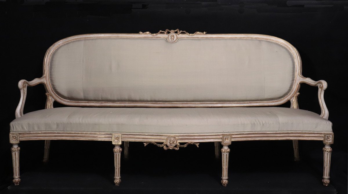 Sofa In Lacquer And Gold, Tuscany, 18th Century-photo-2