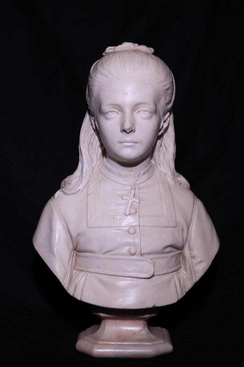 Sculpture En Marbre : Antonio Tantardini (milan1829-1879)- Enfant-photo-2