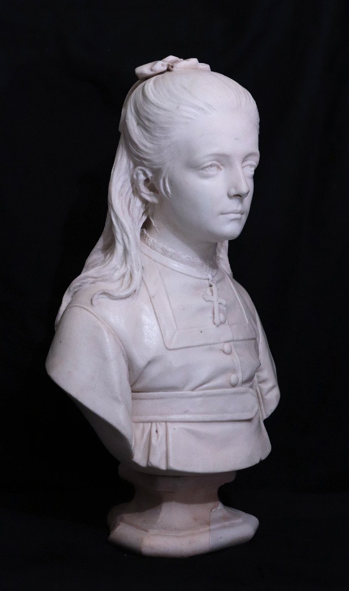 Sculpture En Marbre : Antonio Tantardini (milan1829-1879)- Enfant