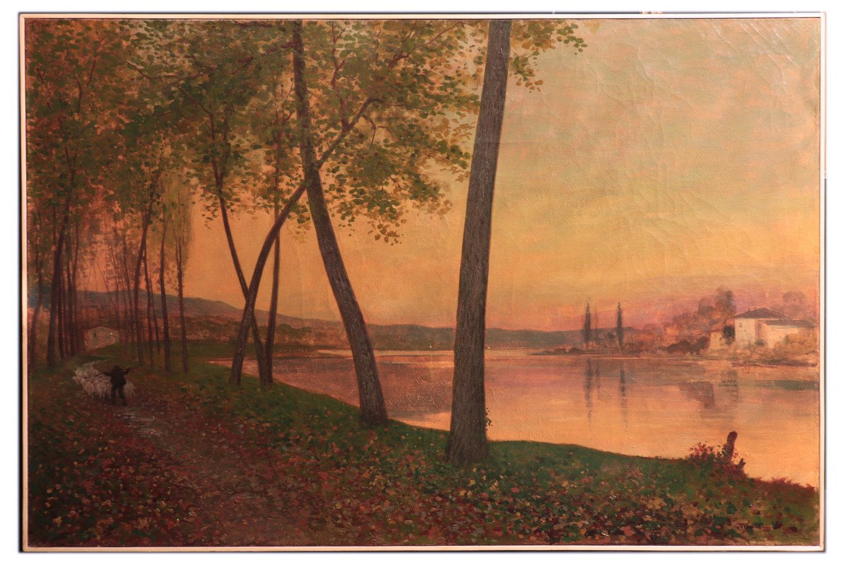 Large Painting: Landscape, 20th Century-photo-4