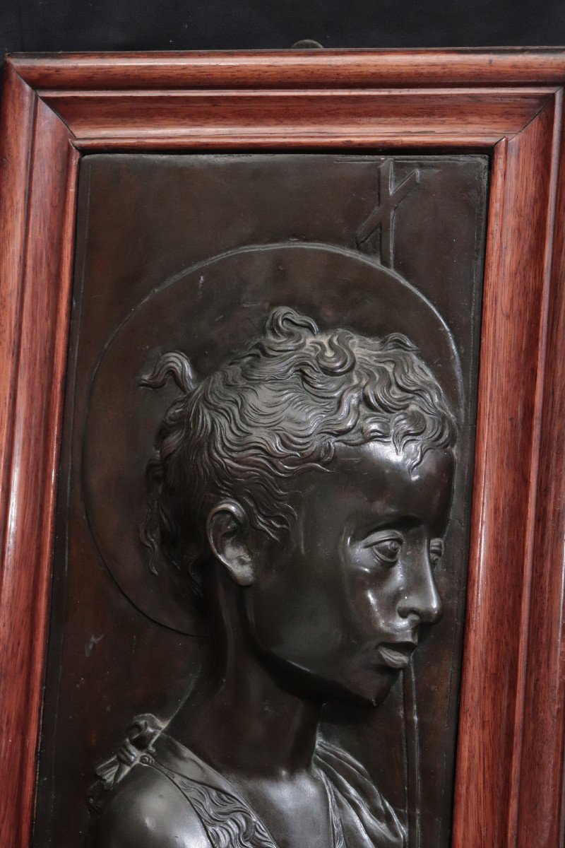 Haut-relief En Bronze : Saint Jean, Fin Du 19e Siècle-photo-2