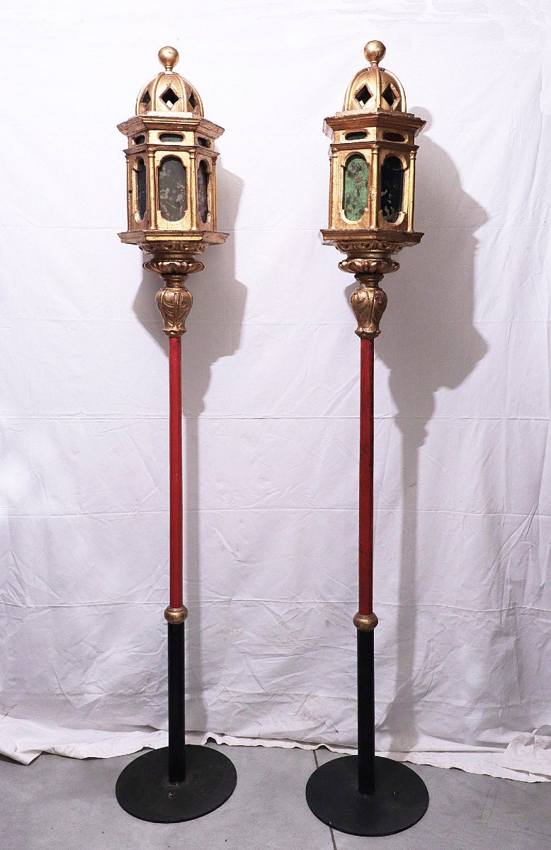 Pair Of Golden Lanterns, Tuscany, 16th Century