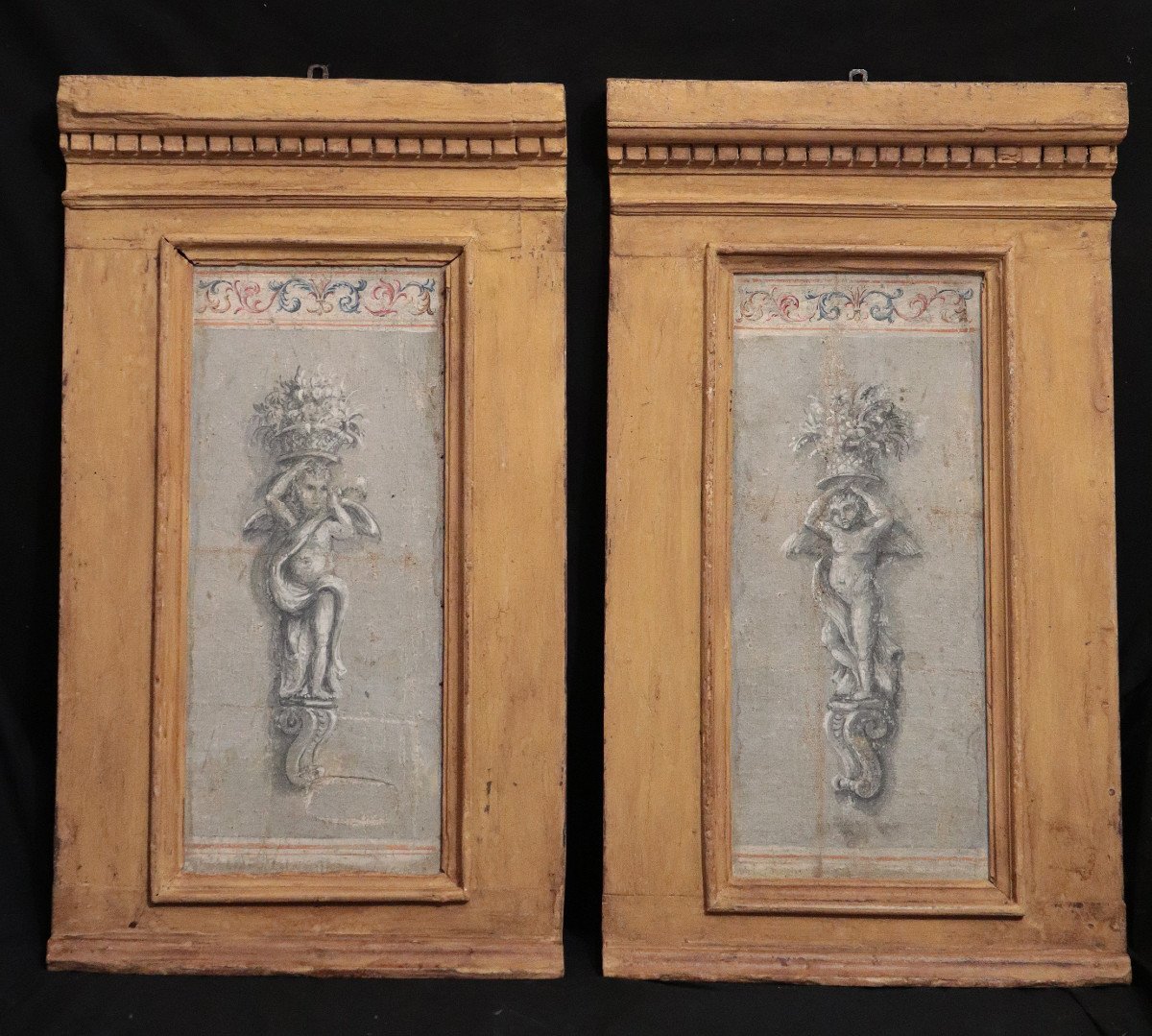 Pair Of Painted Panels , Tuscany, 18th Century-photo-2