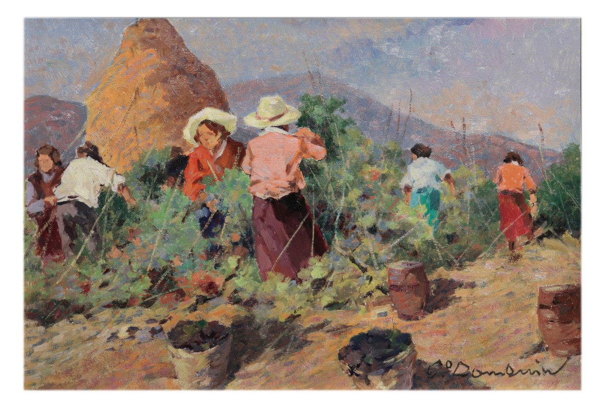 Carlo Domenici - (livorno 1897 - Portoferraio 1981) - Grape Harvest-photo-2