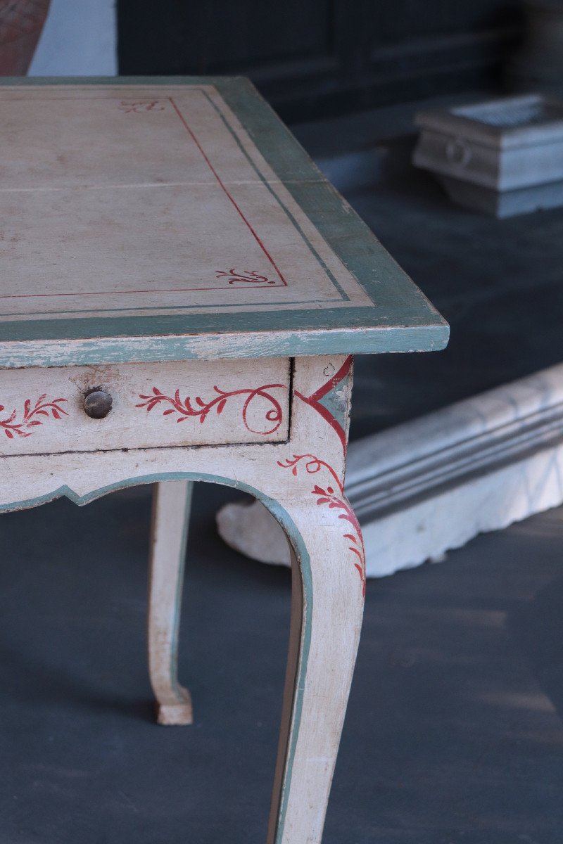 Lacquered Table With Decorations, Tuscany, 18th Century-photo-3