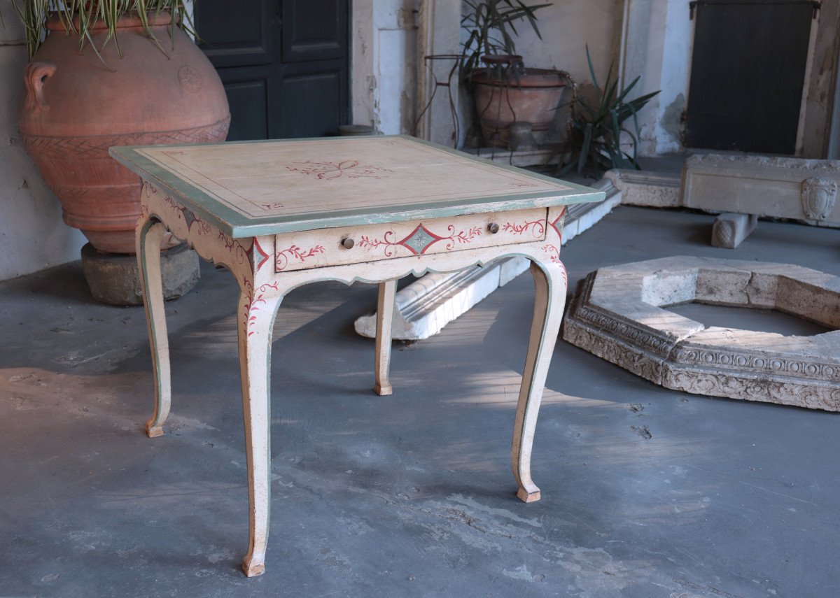 Lacquered Table With Decorations, Tuscany, 18th Century