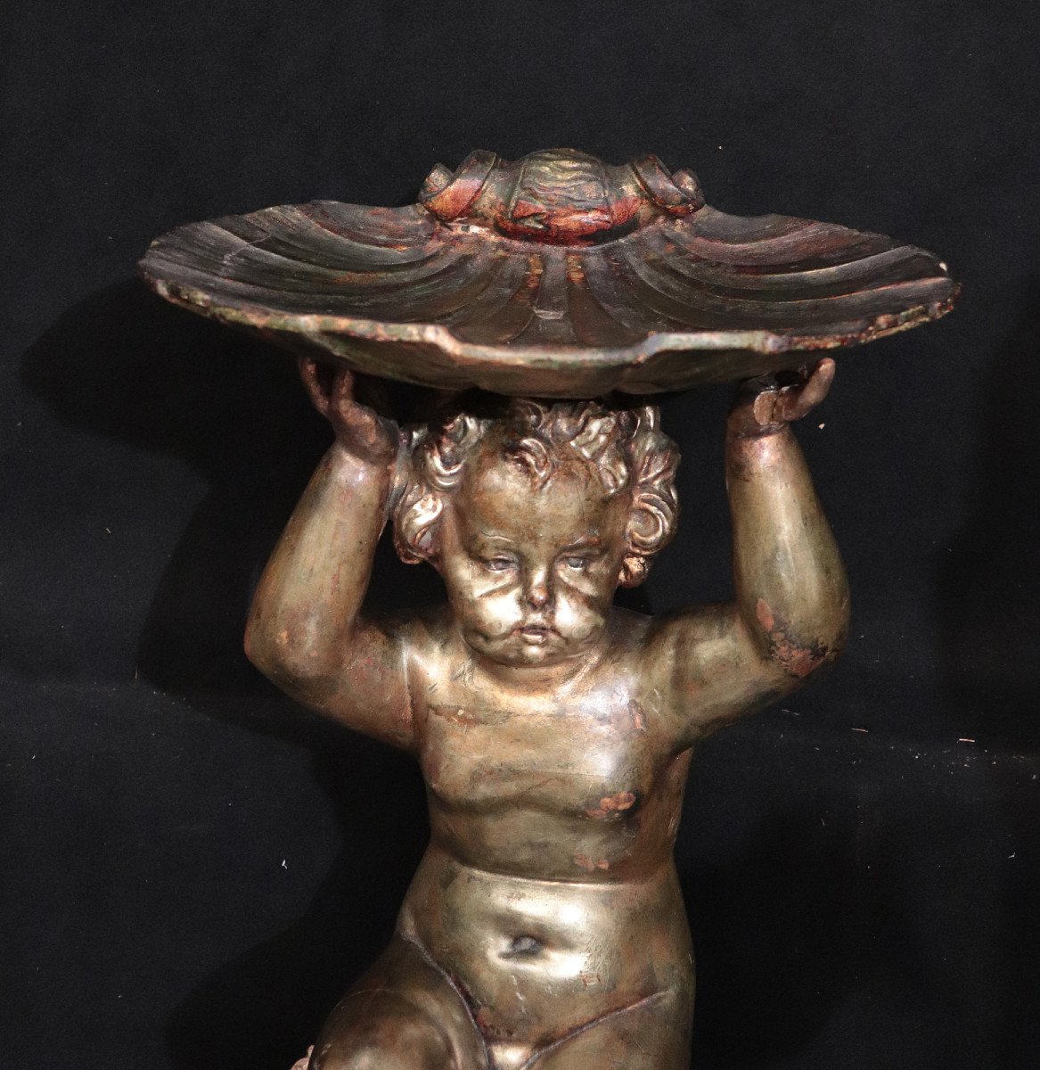  Gilded Putto With Base, Art Nouveau Period-photo-3