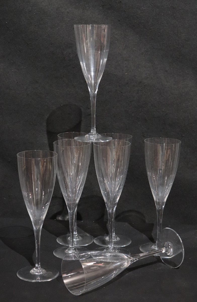  8 Flutes A Champagne En Cristal De Baccarat, '900