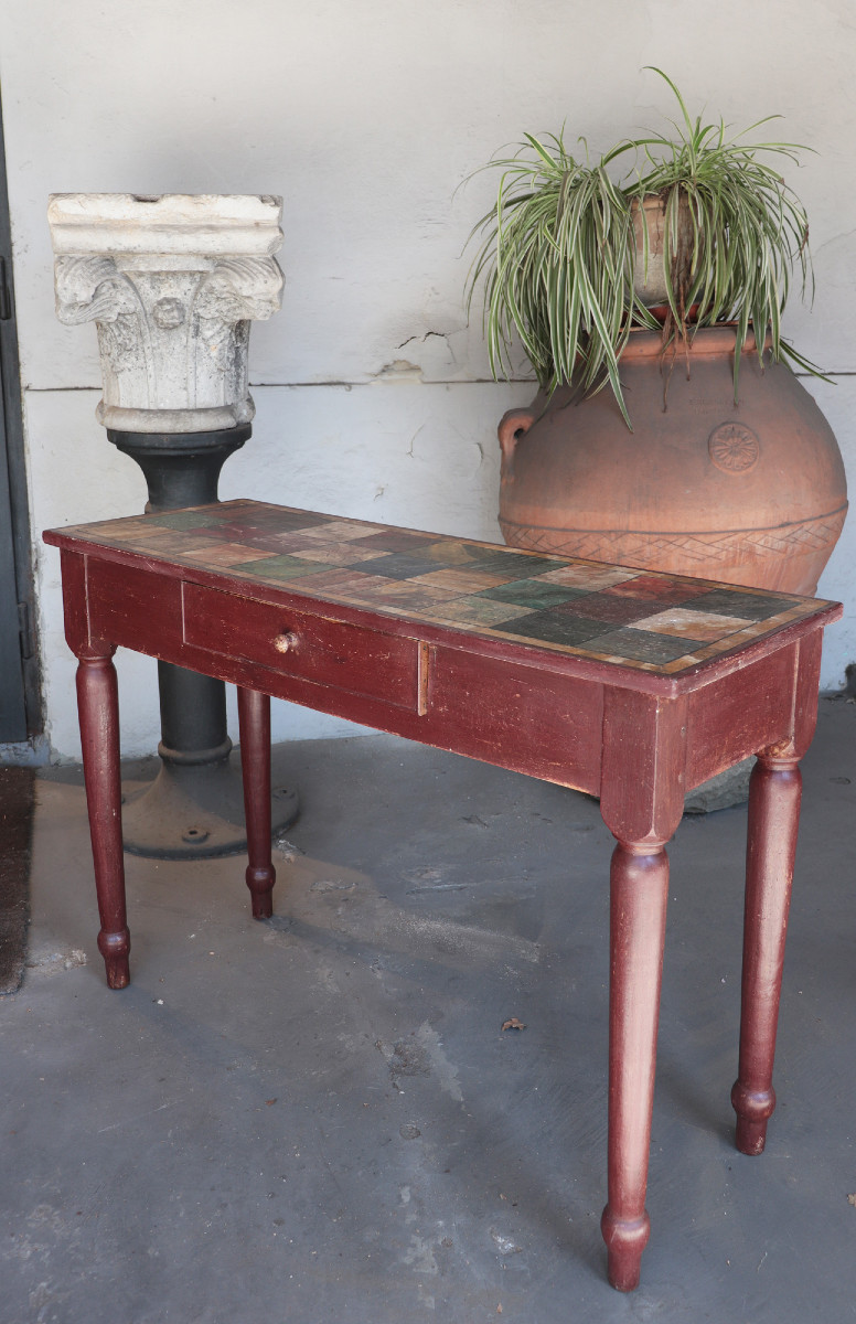 Table-console Laquée, Faux Marbres, Toscane, Fin Du 18e Siècle