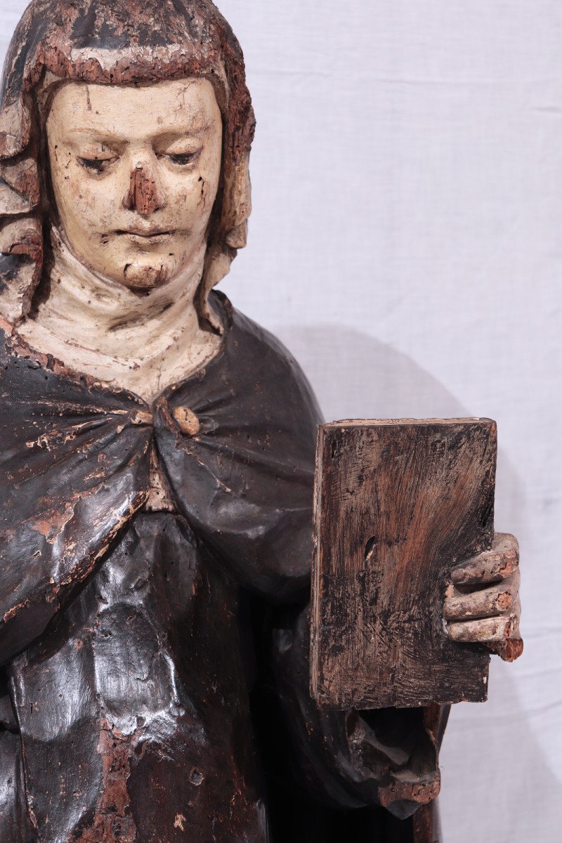 Wooden Sculpture, Sainte Catherine, Siena, 15th Century-photo-2