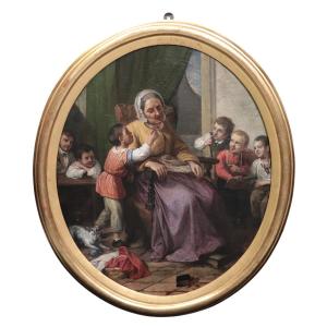 Peintre Italien, 19e Siècle, Scène De Famille