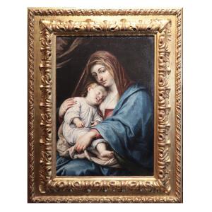 Flemish Painter: Madonna With Sleeping Child, Late 17th Century