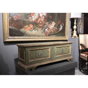 Lacquered Chest With Coats Of Arms, Tuscany, Late 17th Century