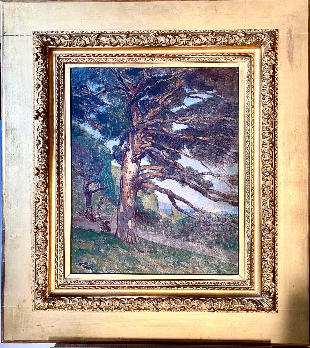 Paysage Méditerranéen Et Corse ? Au Grand Pin Parasol Huile De Raymond Jean Verdun 1873 1954