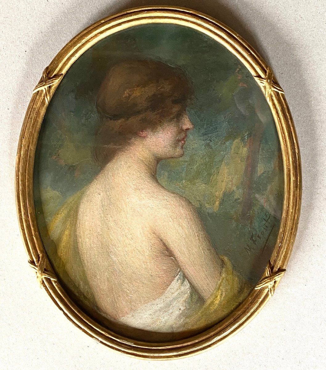 Portrait De Femme Au Dos Nu -  élégant - Signé Michel Fronti 1862 - 1936 - 24 X 30 Cm