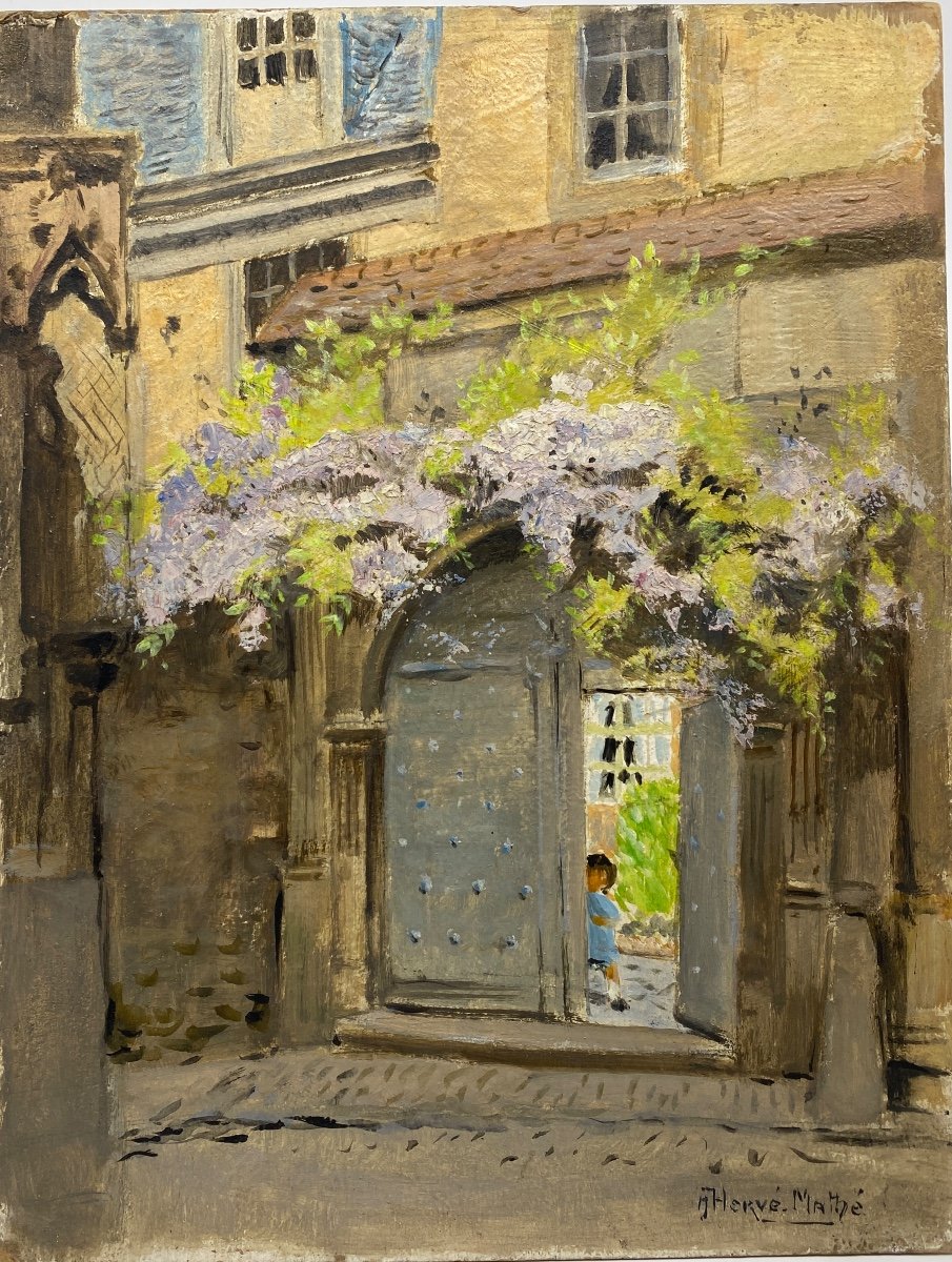 Daughter Of Jules Alfred Herve Mathe 1868 1953 Porch Of The Hôtel De Vaux Maison Du Peintre Le Mans  -photo-4