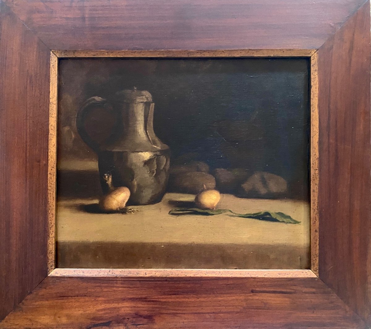 Oil On Canvas Still Life Late 19th Century Early 20th Century Format 46 Cm X 38 Cm Period Wood Frame