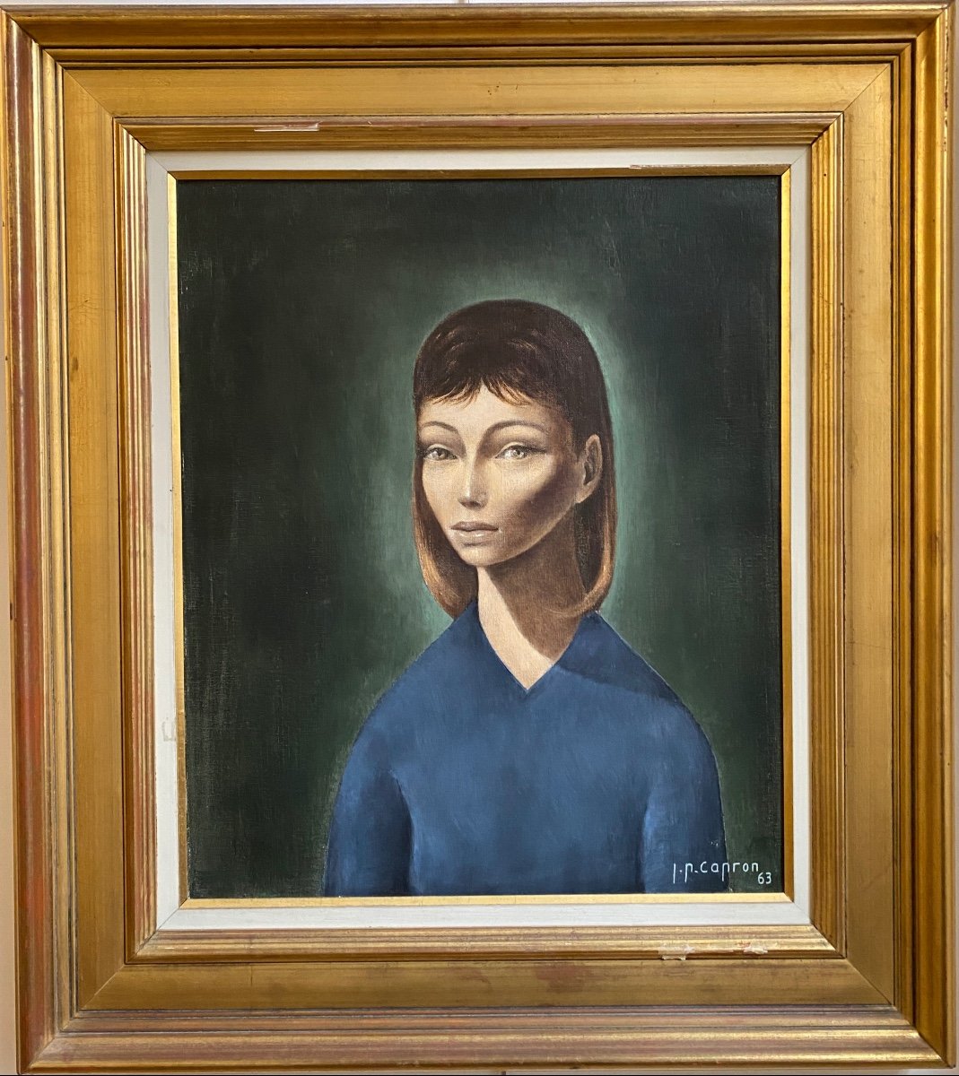 Portrait Oil On Canvas By Jean Pierre Capron 1921 1997 Signed Dated 63 - Unframed 55x46cm