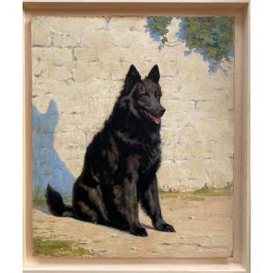 André Marchand 1907 1997 - Oil On Hardboard Signed Dated 1943 Portrait Of Sitting Dog