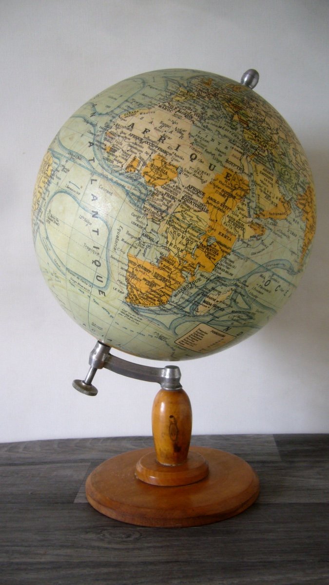Proantic: Globe Terrestre, Mappemonde Par J. Forest Début XXème