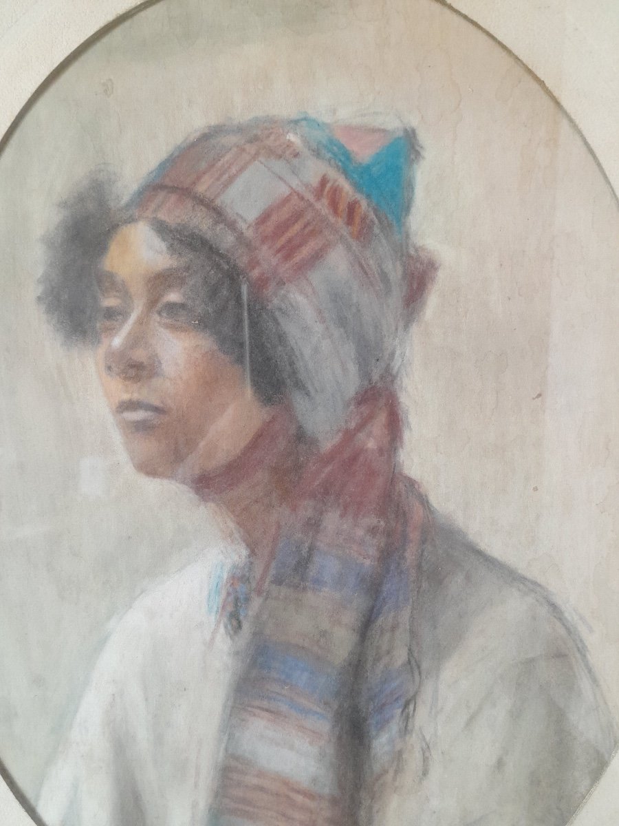 Portrait, Pastel, Titled "mulatto", XIX Th-photo-3