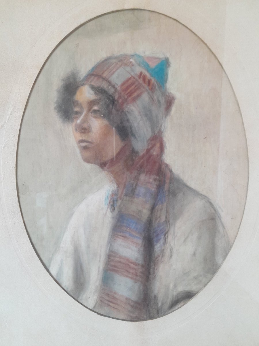 Portrait, Pastel, Titled "mulatto", XIX Th