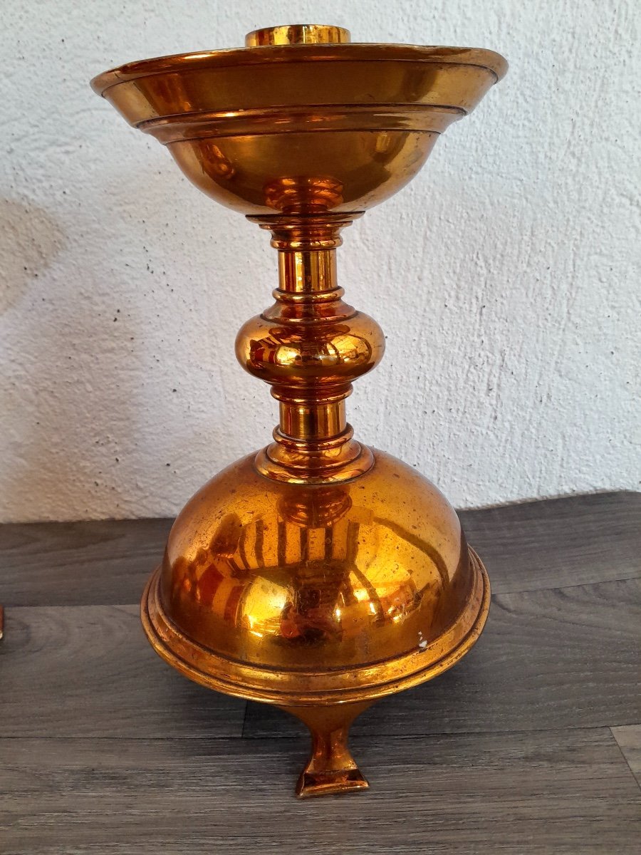 Pair Of Gilt Bronze Candlesticks, 19th Century-photo-3