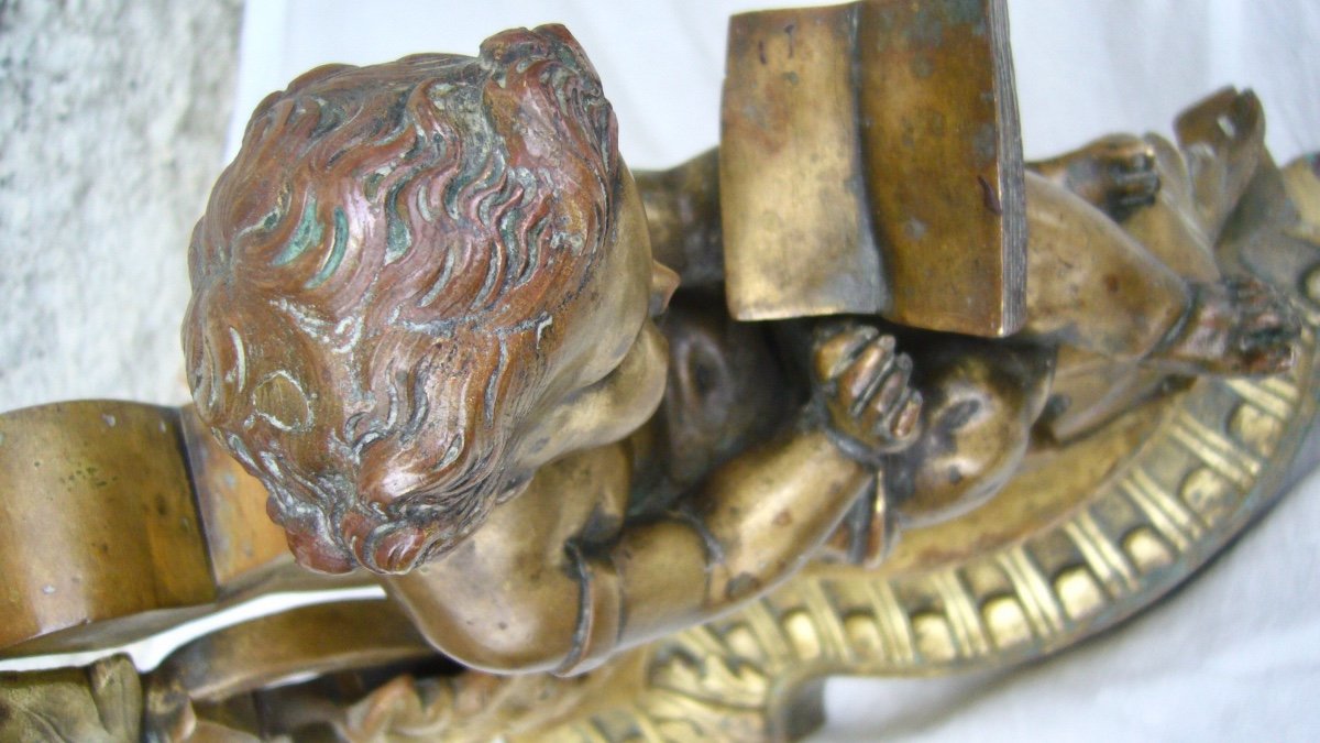 Napoleon III Gilt And Chiseled Bronze Fireplace Bar Ends, Fireplace, Andirons-photo-1