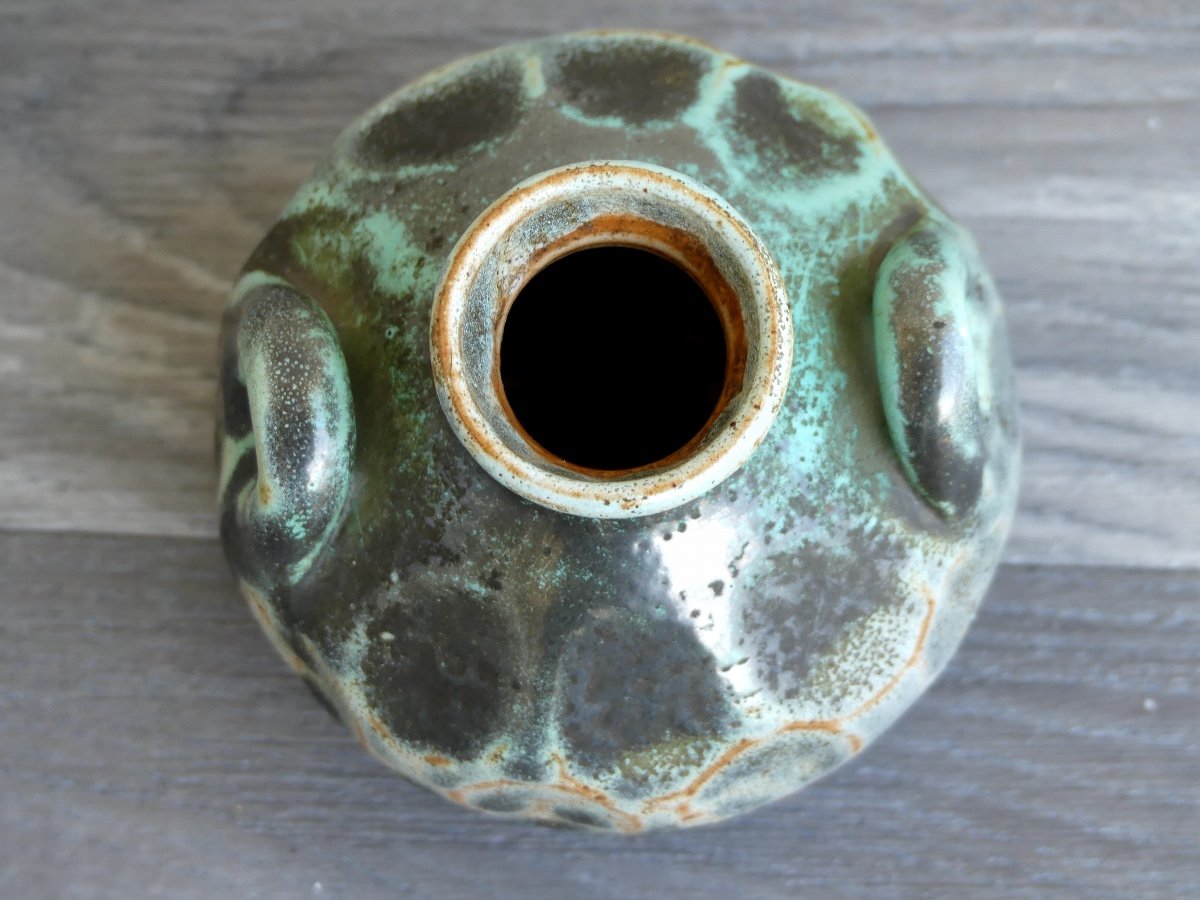 Enameled Stoneware Vase By Eugène Lion, Circa 1900-photo-1