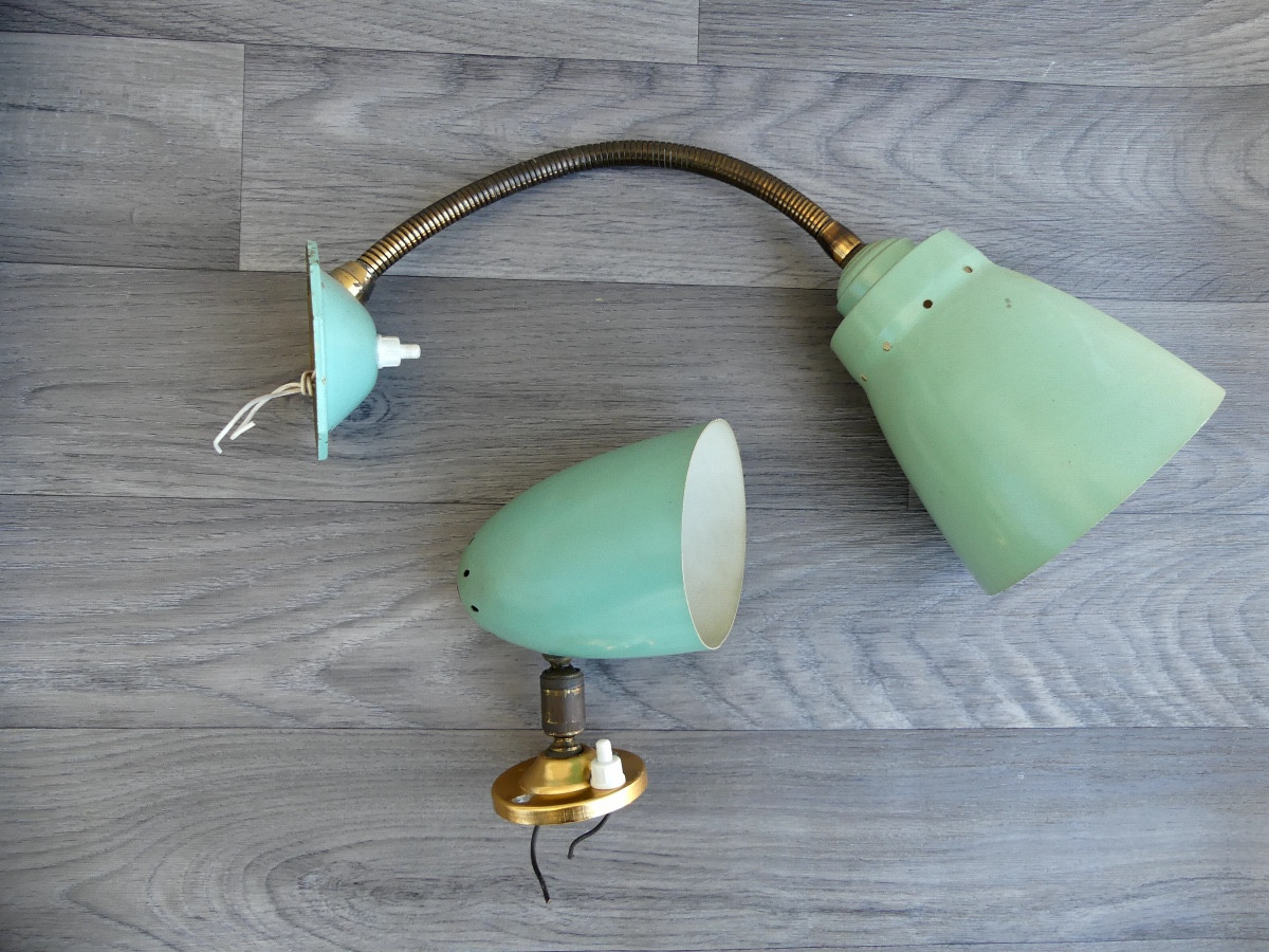 Set Of 2 Articulated Wall Lights, 1950s, Design.