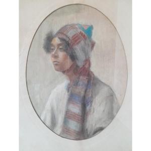 Portrait, Pastel, Titled "mulatto", XIX Th