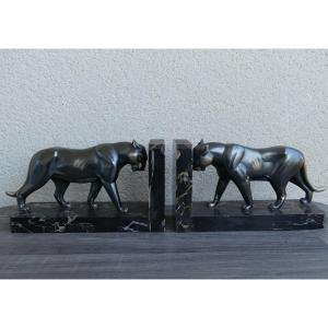 Pair Of Regulus Bookends, Panther, Circa 1930, Art Deco