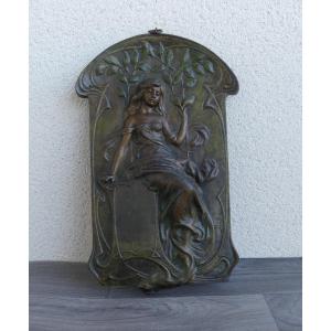 Art Nouveau Cast Iron Plaque, Circa 1900