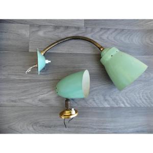 Set Of 2 Articulated Wall Lights, 1950s, Design.