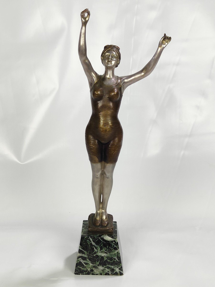 Bather 1900 In Bronze By Georges Omerth