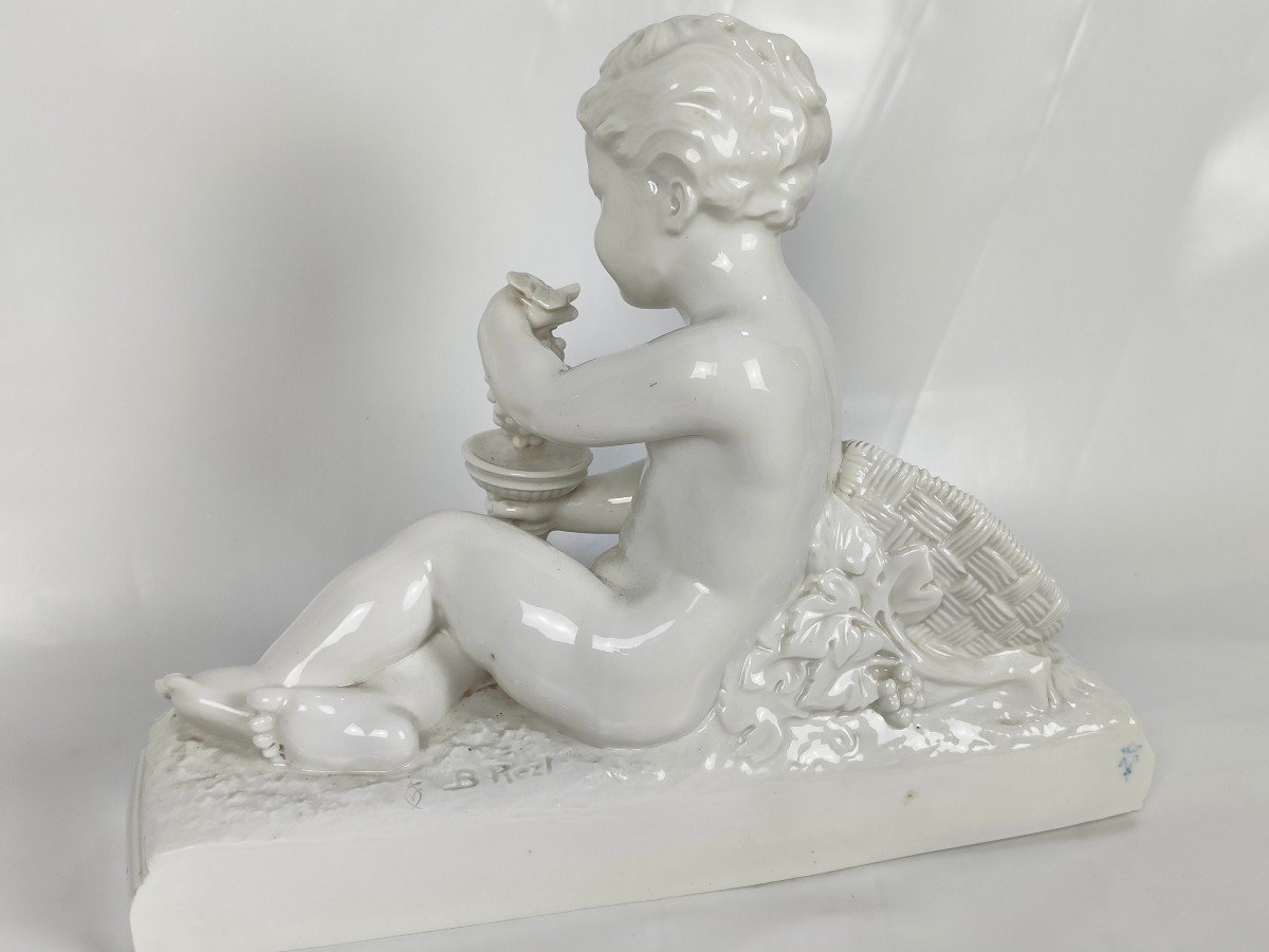 Earthenware "cherub With Raisins" By Bohumil Rezl - Manufacture De Villenauxe-photo-6