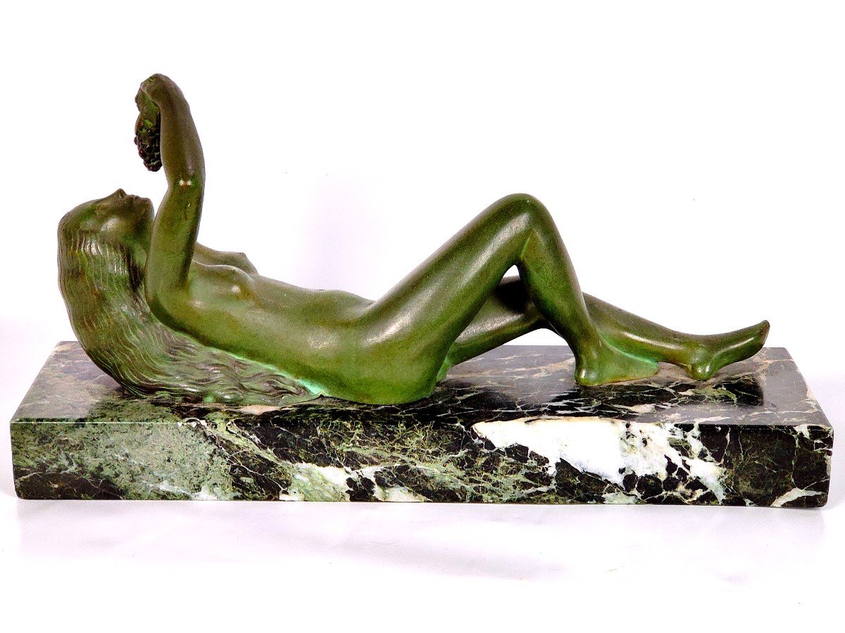 Art Deco Bronze Sculpture: Woman With Grapes Circa 1925-1930-photo-7