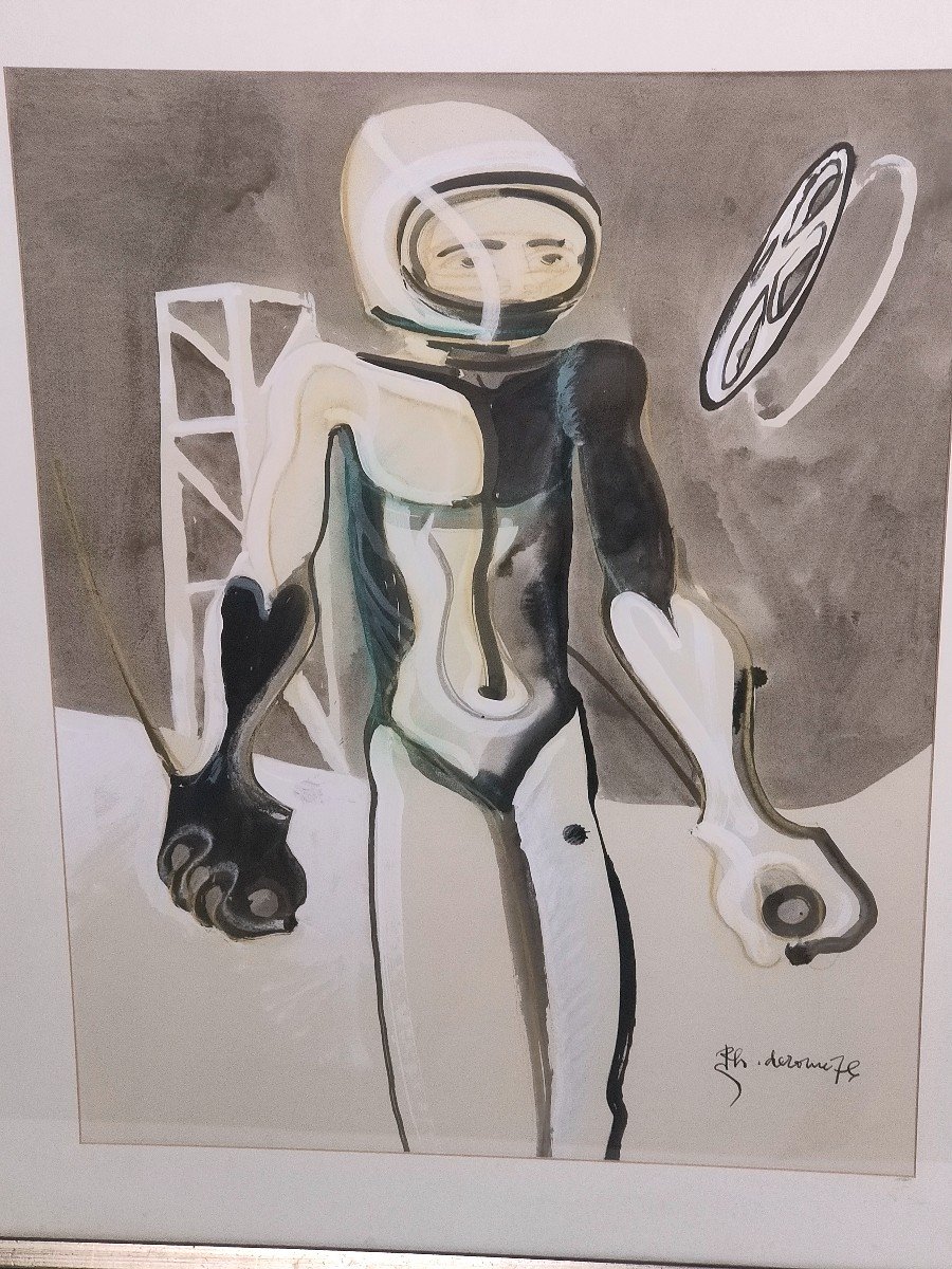 Philippe Derome: Watercolor Cosmonaut - Circa 1970-photo-1