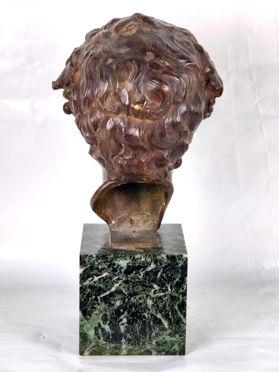 Art Deco Bronze - Head Of Young Bacchus - Etienne Forestier-photo-3