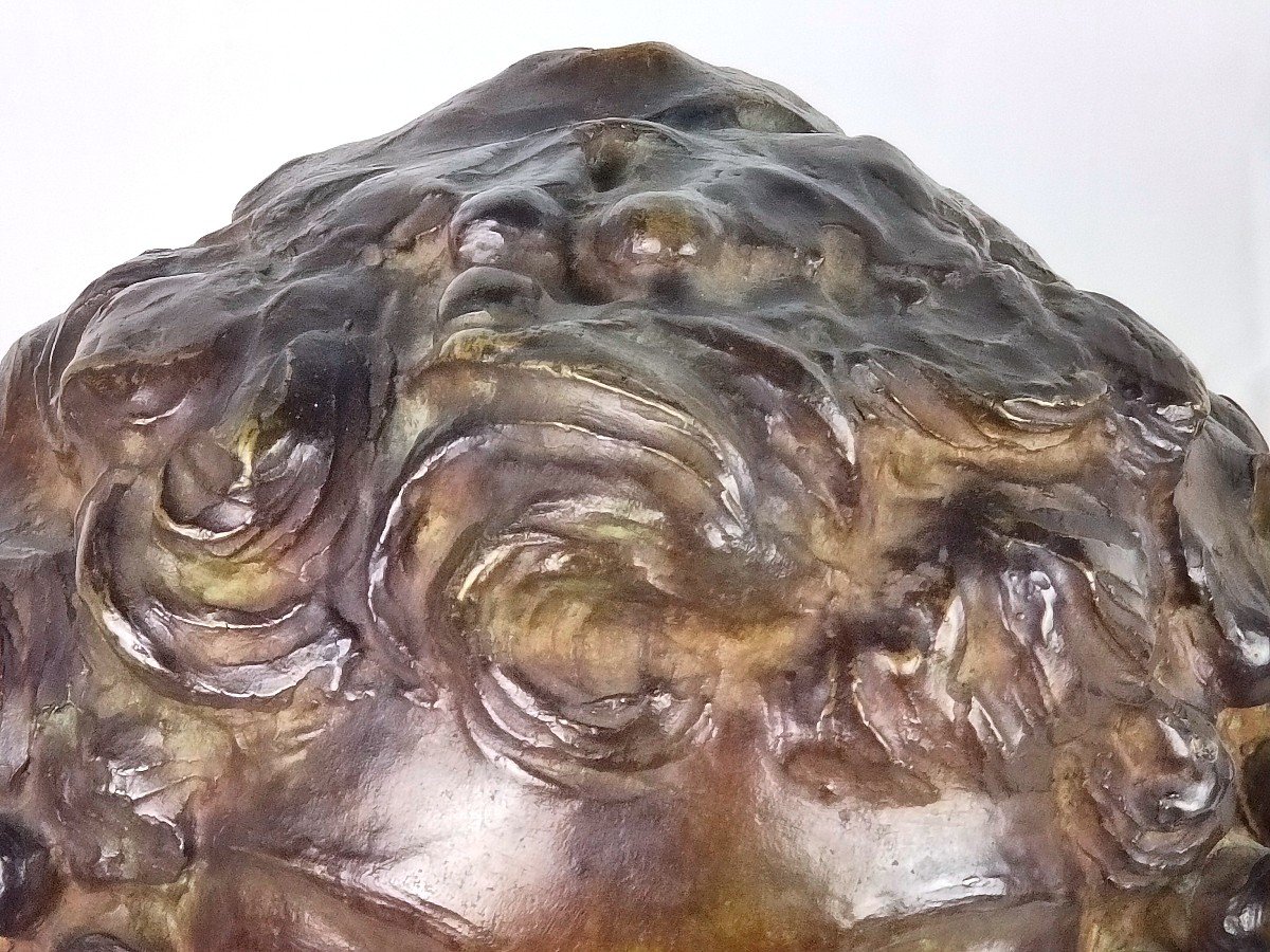 Art Deco Bronze - Head Of Young Bacchus - Etienne Forestier-photo-2