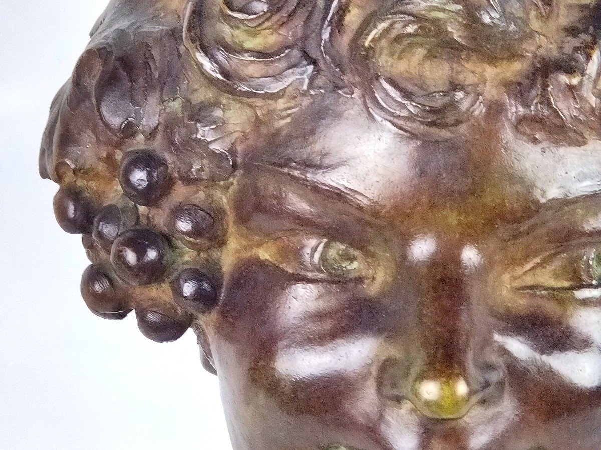 Art Deco Bronze - Head Of Young Bacchus - Etienne Forestier-photo-3