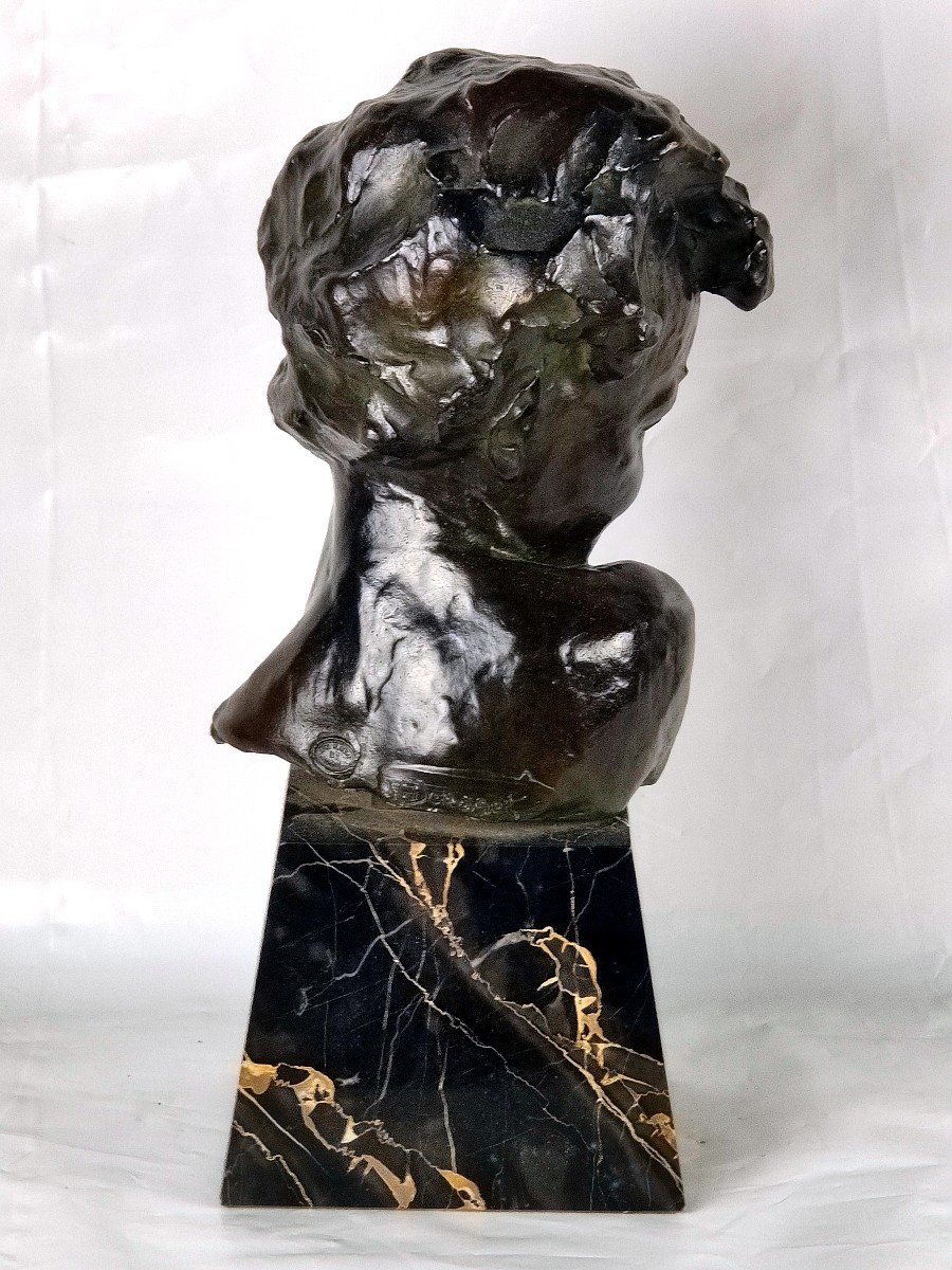 Child Bust Signed Victor Demanet (1895-1964) Art Deco-photo-3