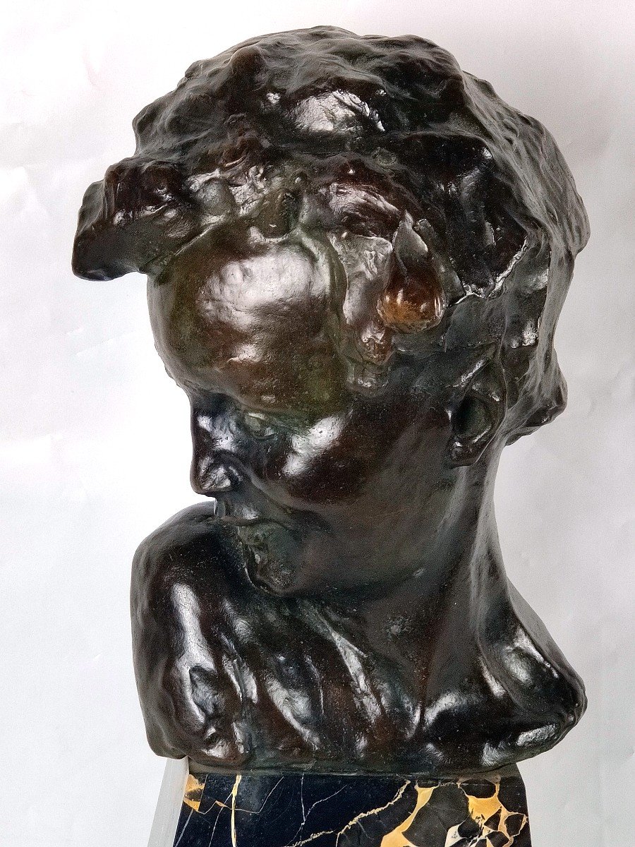 Child Bust Signed Victor Demanet (1895-1964) Art Deco-photo-1