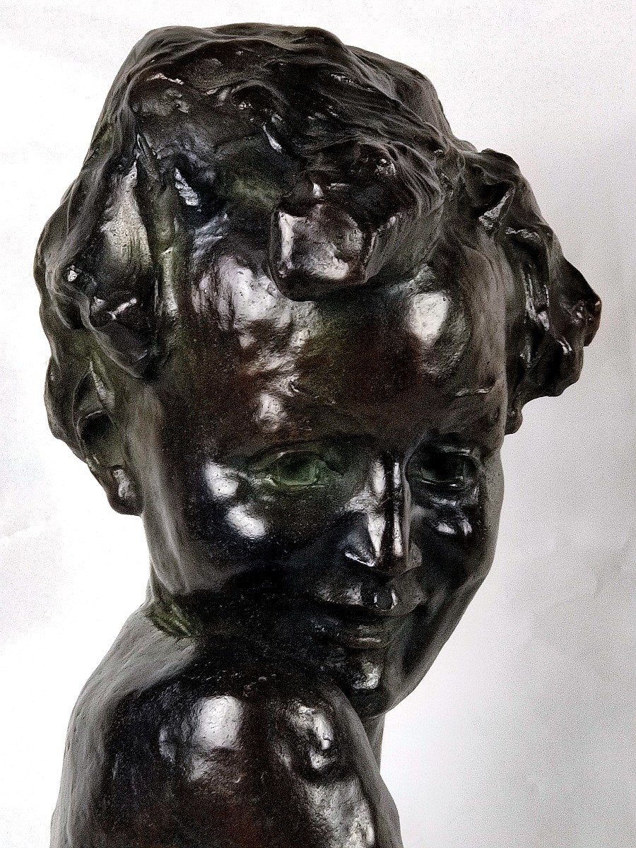 Child Bust Signed Victor Demanet (1895-1964) Art Deco-photo-2