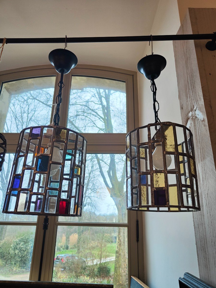 Pair Of 70s Lanterns Mondrian Decor-photo-3