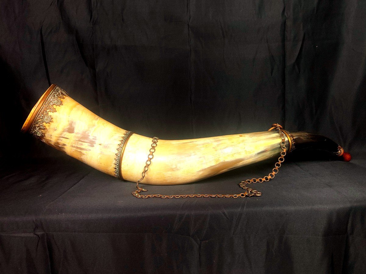 Spectacular 19th Century Drinking Horn Or Ornamental Horn