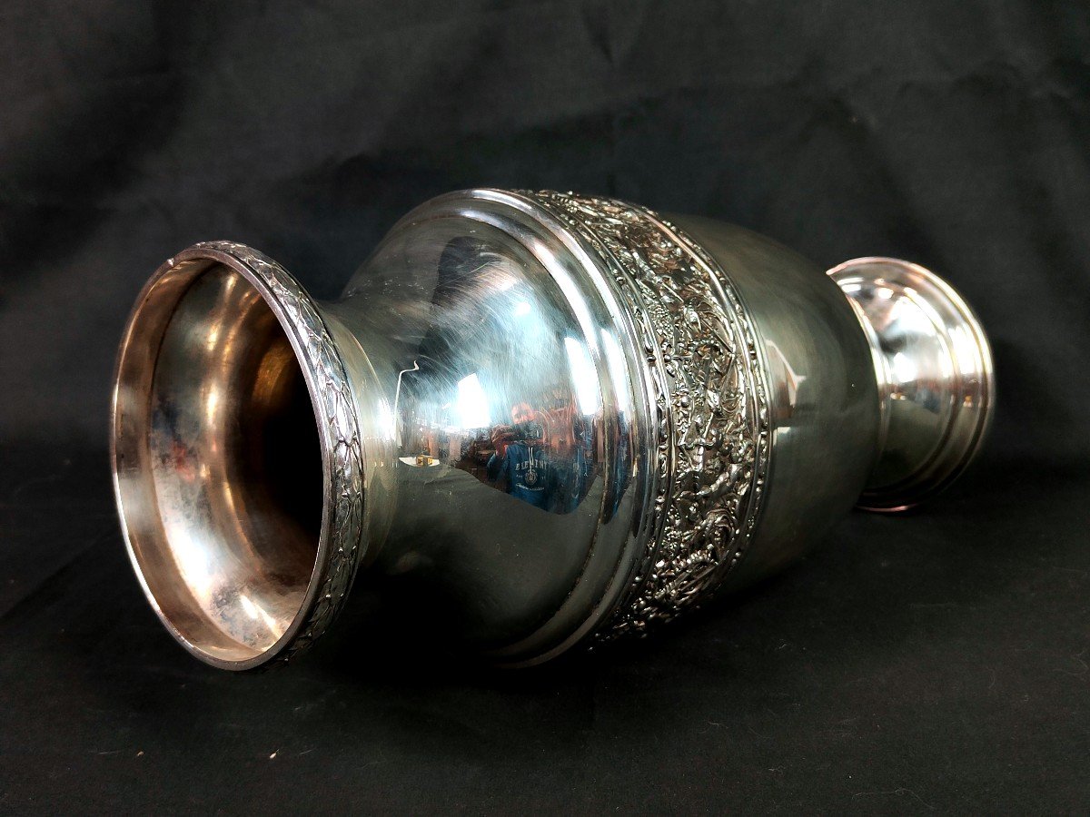 19th Century Vase In Silver Metal-photo-3