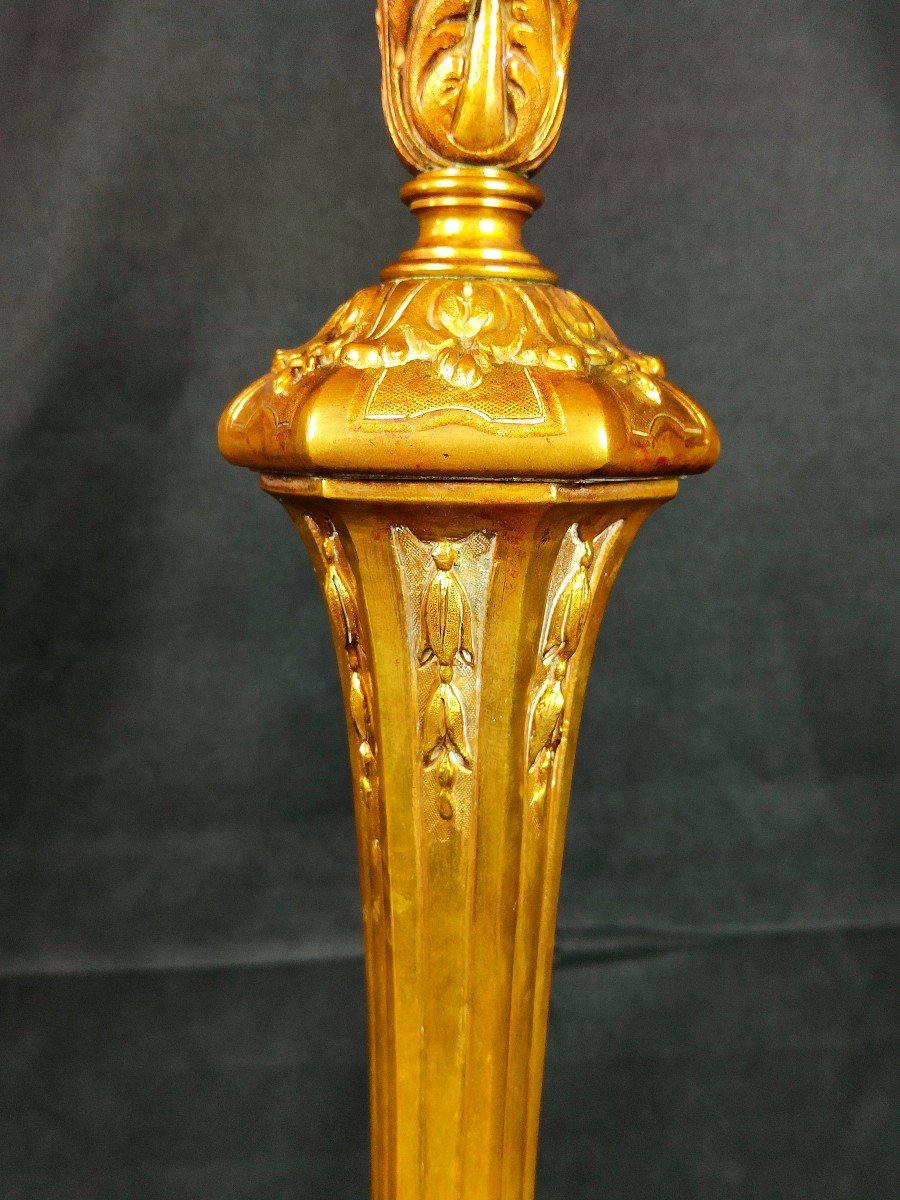 Large 19th Century Bronze Lamp Base-photo-4