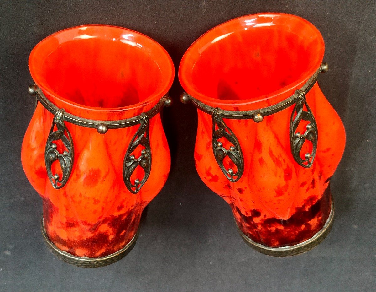 Pair Of Art Nouveau Vases Paul Daum-val-circa 1920-photo-6