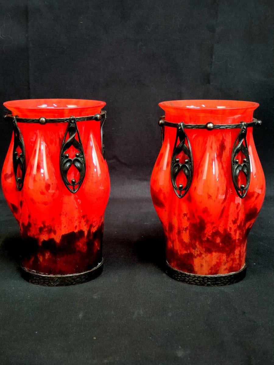 Pair Of Art Nouveau Vases Paul Daum-val-circa 1920-photo-7